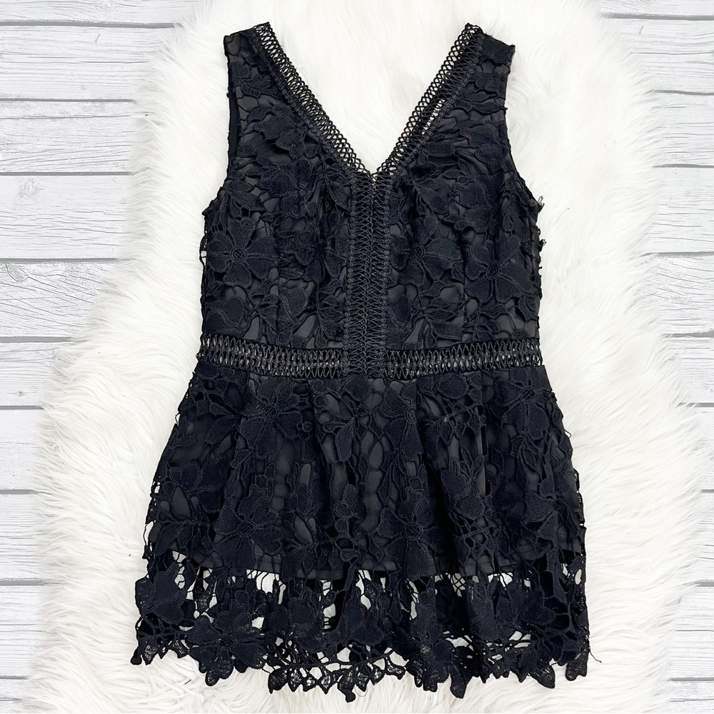 Francesca's Black Lace Sleeveless Tank Top